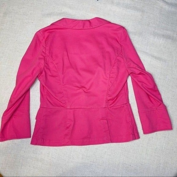 CAbi Pink Cotton Twill Peplum Blazer Jacket 8 Medium - Picture 11 of 12